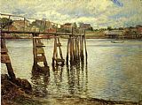 Joseph Decamp Canvas Paintings - Jetty at Low Tide aka The Water Pier